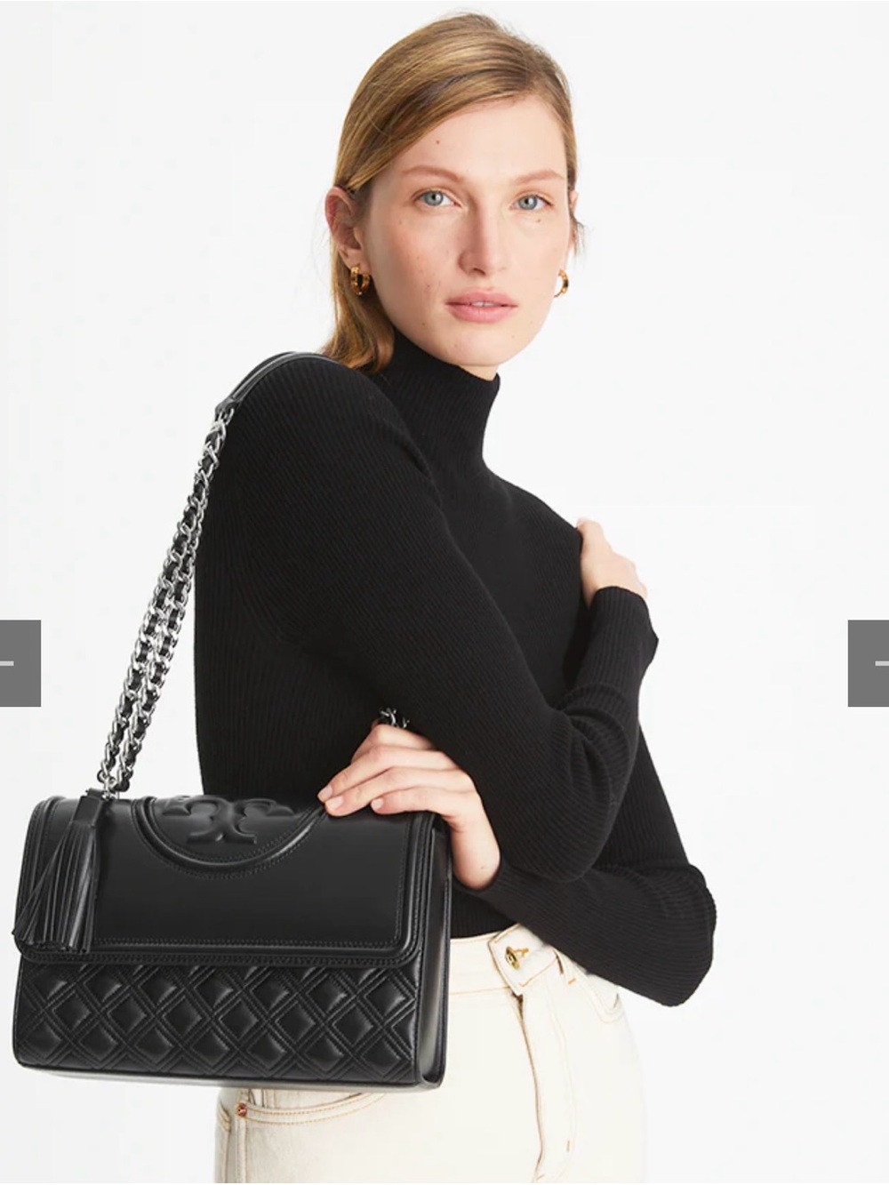 Tory Burch Fleming Convertible Shoulder Bag Large Black Leather